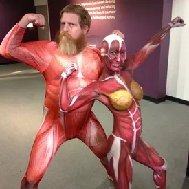 Drew found a muscle friend!!!