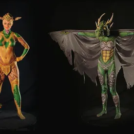 Warrior princess Gillian and dragon on Jessica for cosplay