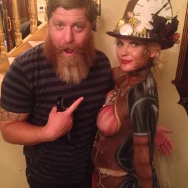 Drew at our steampunk job with Wiser and Red's girl
